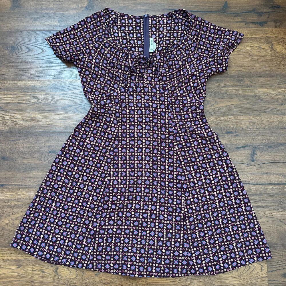 Vintage 1990s A-line Flower Patterned Mini Dress, Large - Picture 8 of 8